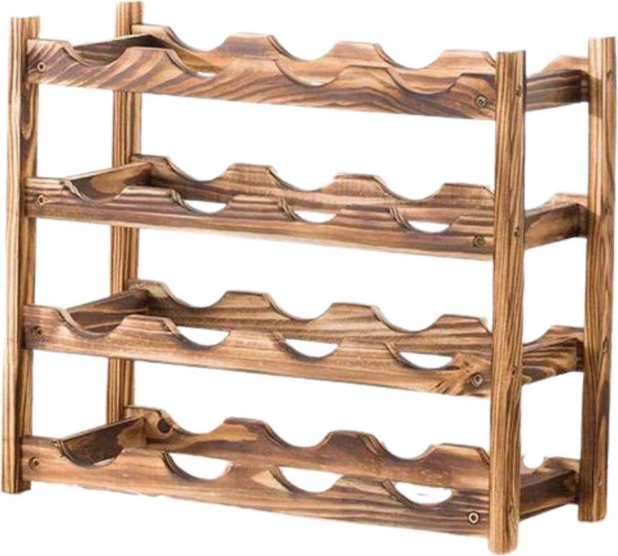Nivard Wijnrek Muur Hangend Wand Wandmontage Metaal Flessenhouder 16 Flessen Wijnglazenhouder Wijnglazenrek Zwart
