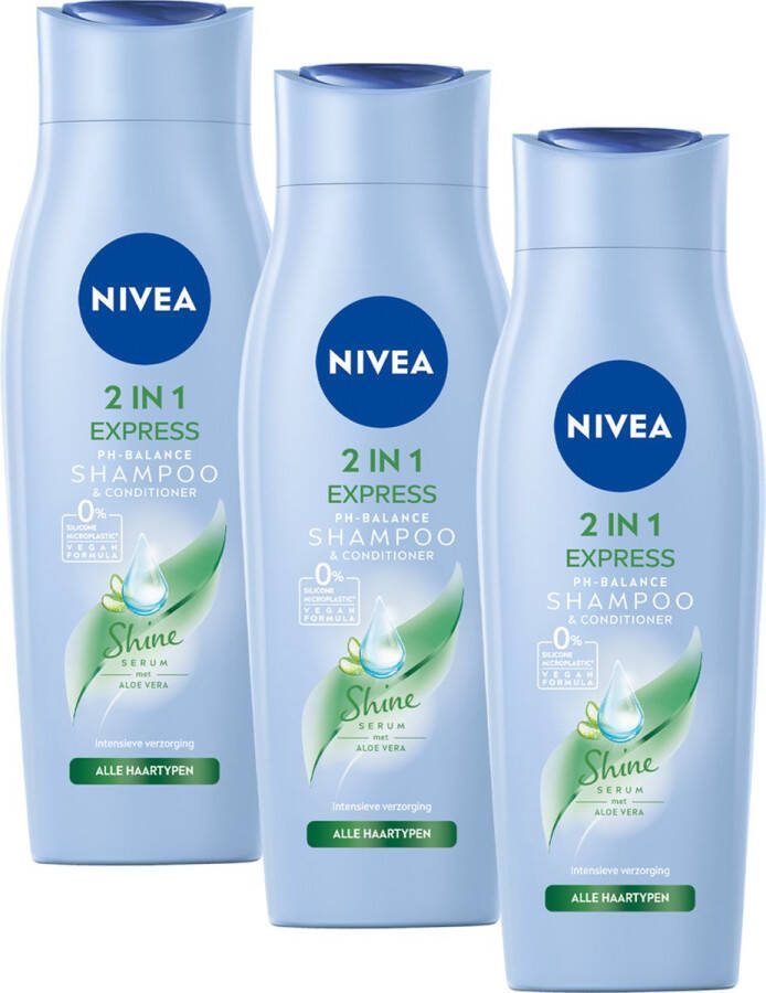 NIVEA 2-in-1 Care Express Shampoo & Conditioner- 3 x 250 ml Voordeelverpakking