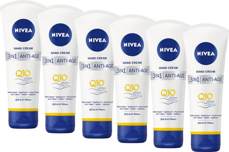 NIVEA 3-in-1 Q10 Anti-Age Handcrème Hand Care 24 uur lang zachte handen Bevat glycerine vloeistof 100 ml