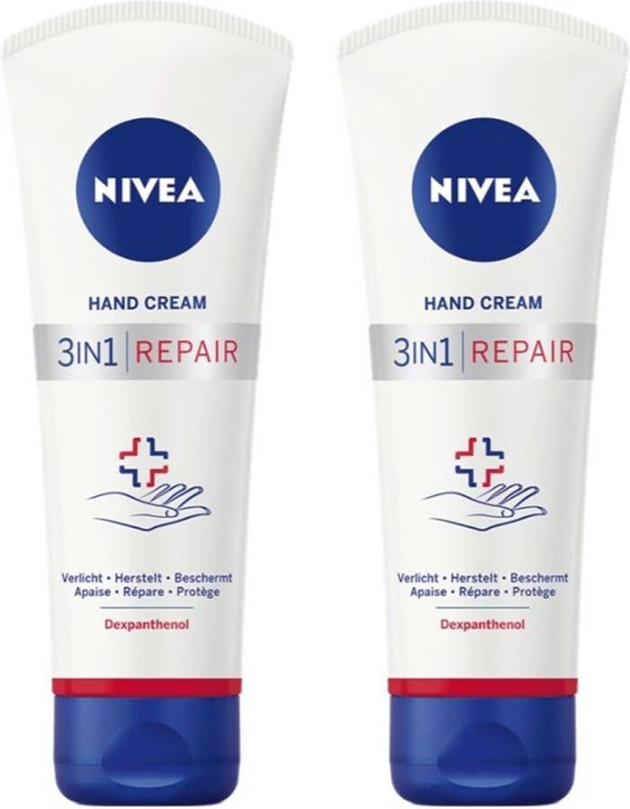NIVEA 3-in-1 Repair & Care Hand Cream 2 x 100ml