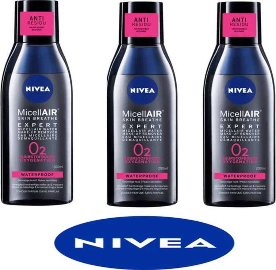 NIVEA 3 x Micellair Expert Eye Make-up Remover Water Gezichtsreiniger 125ml