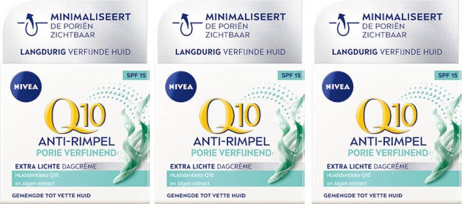 NIVEA 3x Anti-Rimpel Dagcreme Q10 Lichte Textuur 50 ml