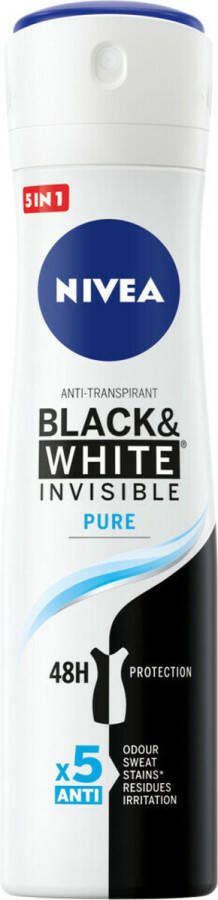 NIVEA 3x Deodorant Spray Invisible For Black & White Pure 150 ml