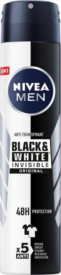 NIVEA Men Deodorant Spray Invisible for Black & White 3x 200 ml Voordeelverpakking
