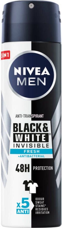 NIVEA 3x Men Deodorant Spray Invisible for Black & White Fresh 150 ml