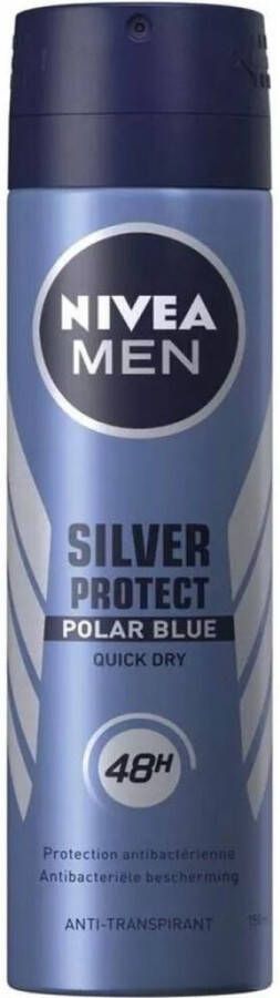 NIVEA 3x Men Deodorant Spray Silver Protect Polar Blue 150 ml
