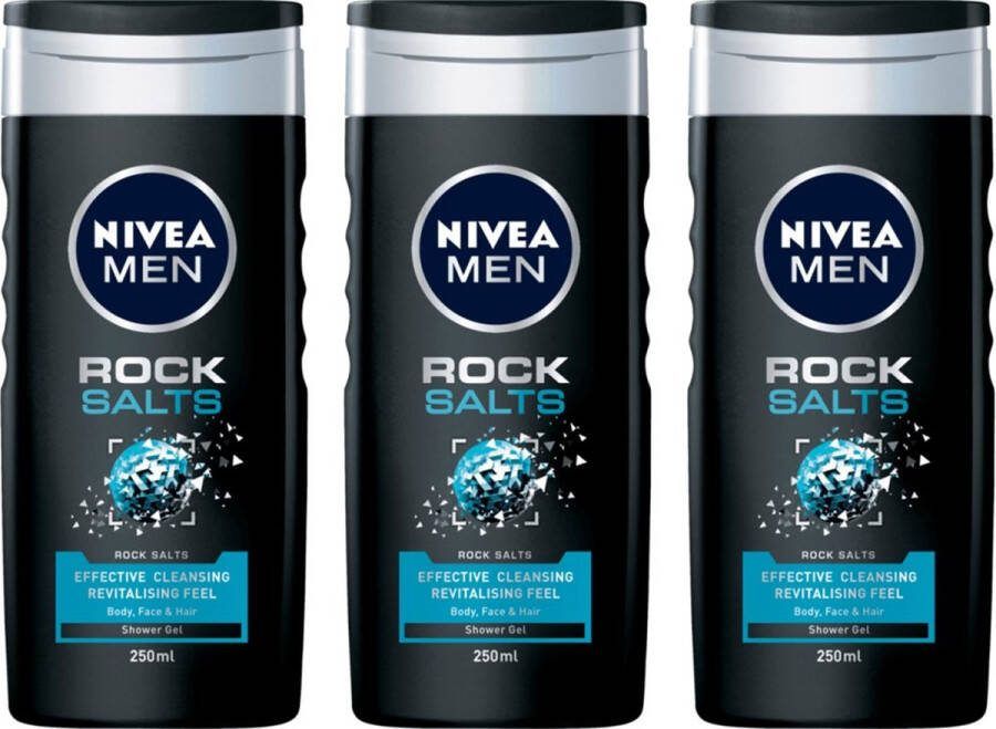 NIVEA 3x Men Rock Salts Douchegel 250 ml