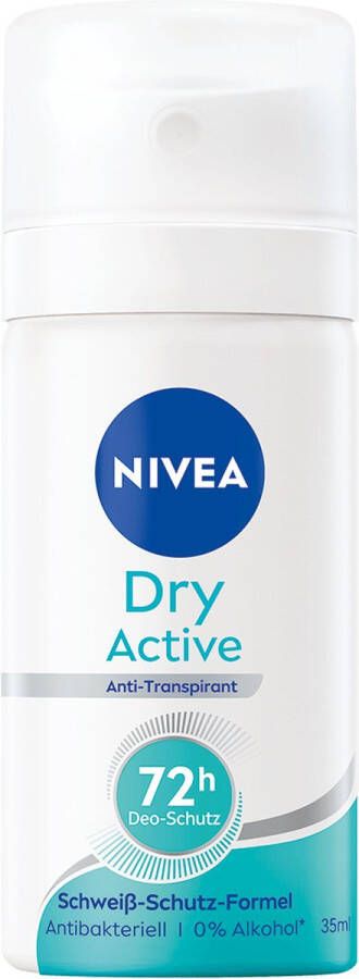 NIVEA 4 x 35 ml Deodorant Women Dry Active mini flacon reisformaat anti transpirant