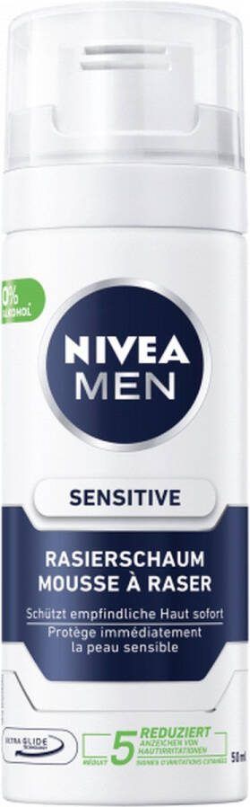 NIVEA 4 x 50 ml Scheerschuim sensitive mini flacon reisformaat gevoelige huid