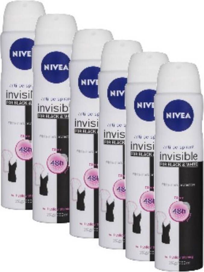 NIVEA 6x 150ml Invisible Black and white deodorant