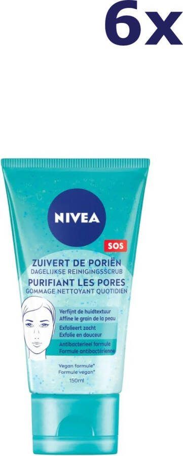 NIVEA Essentials Dagelijkse Reinigingsscrub Onzuivere of Vette Huid Voordeelverpakking