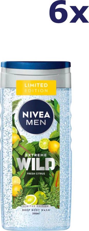 NIVEA 6x Douchegel Men – Extreme Wild Fresh Citrus 250 ml