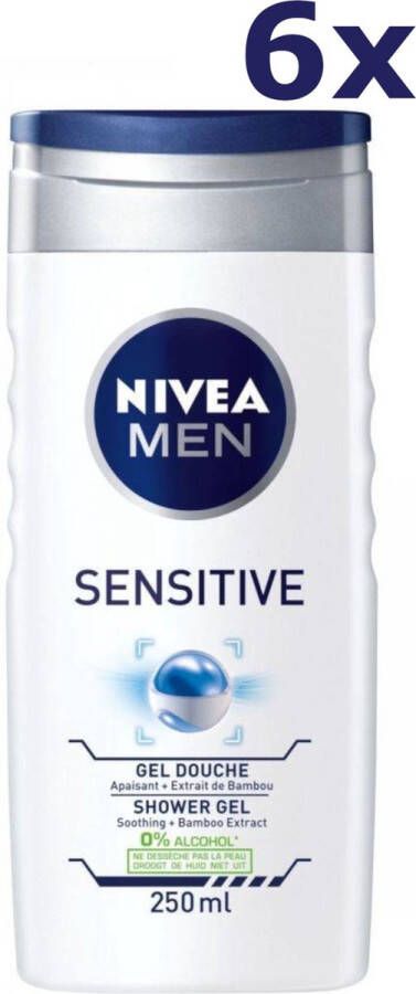 NIVEA 6x Douchegel Men Sensitive 250 ml