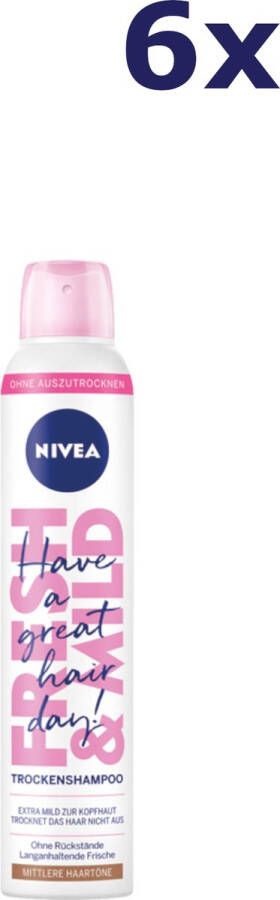 NIVEA 6x droogshampoo Fresh & Mild 200ml normaal haar