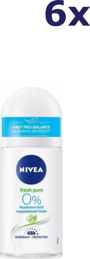 NIVEA 6x Fresh Pure Deodorant Roll-On 50 ml
