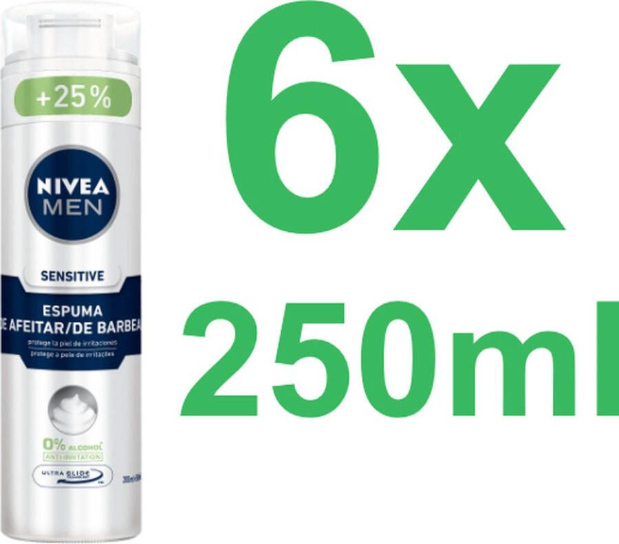 NIVEA 6x Men Scheerschuim Sensitive 250 ml