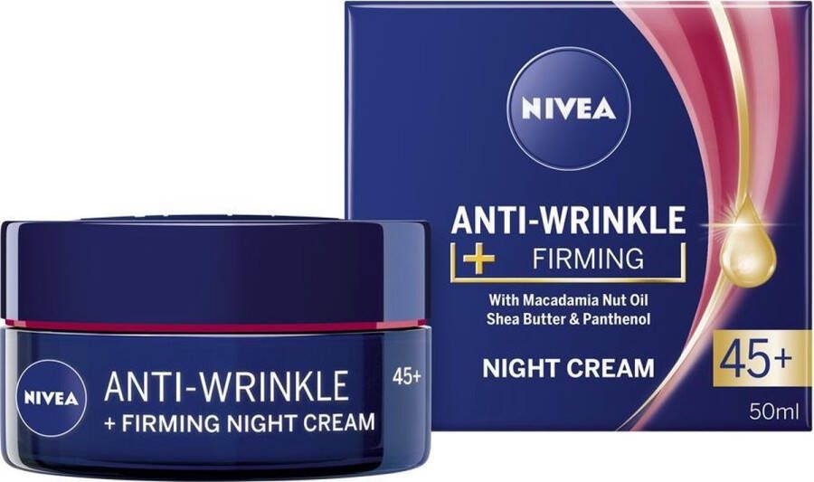NIVEA Anti-Wrinkle + Firming Night Cream 45+ Nachtcrème Gezicht 45+ jaar 50 ml