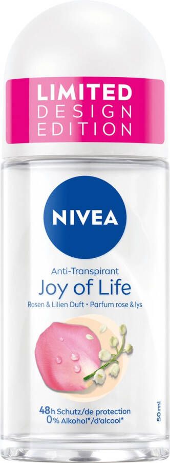 NIVEA Antitranspirant Deo Roll-on Joy of Life met rozen & lelies geur 50 ml