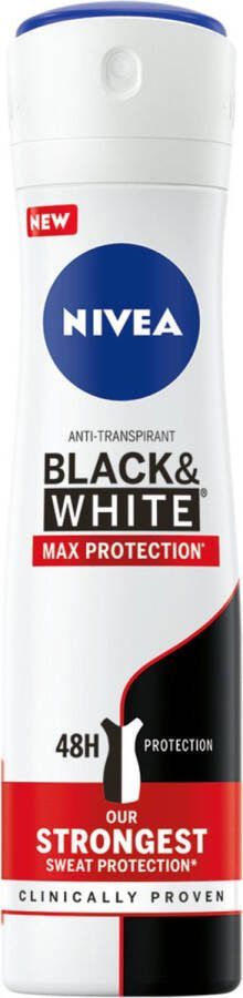 NIVEA Black & White Max Protection Anti-Transpirant Spray Deodorant Spray 6 x 150 ml Voordeelverpakking