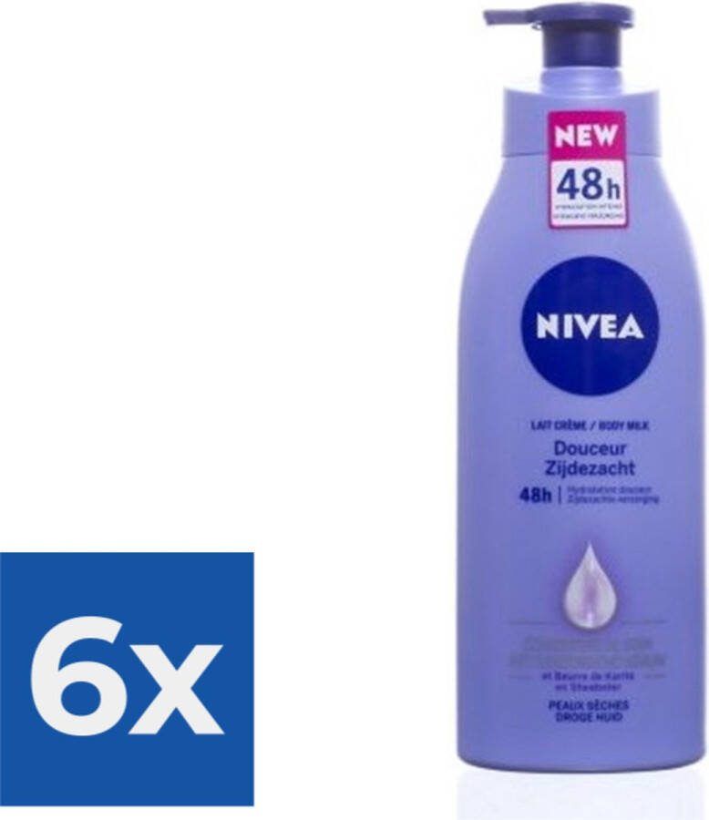 NIVEA Body Milk Zijdezacht 400 ml Met Pomp Voordeelverpakking 6 stuks