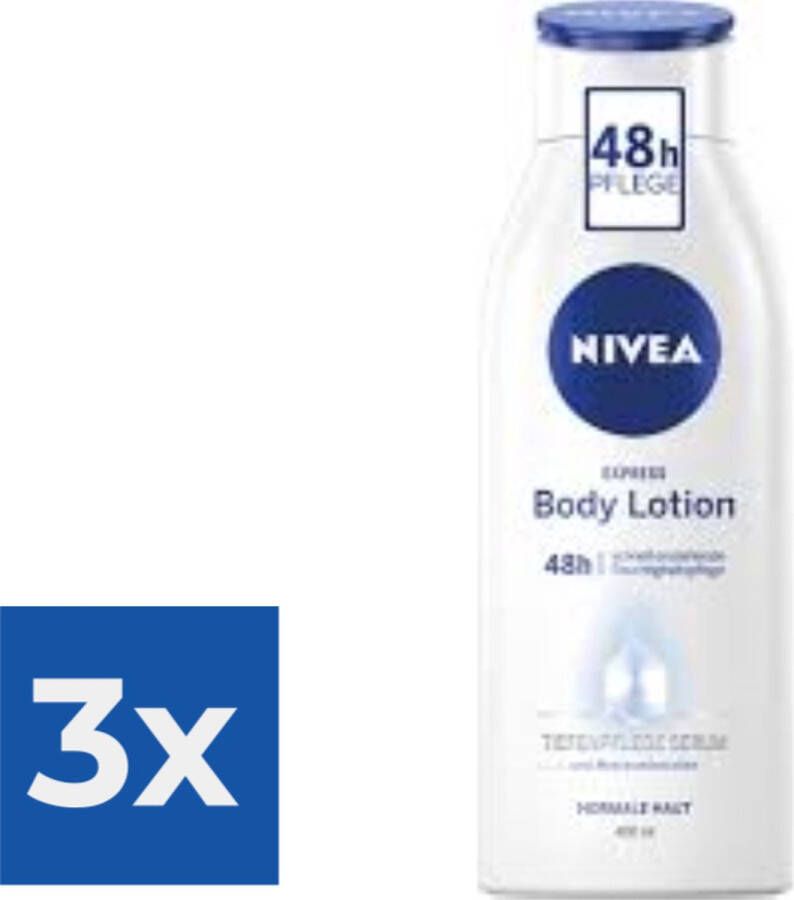 NIVEA Bodylotion  Express 400 ml Met hydraterend 48H serum Voordeelverpakking 3 stuks