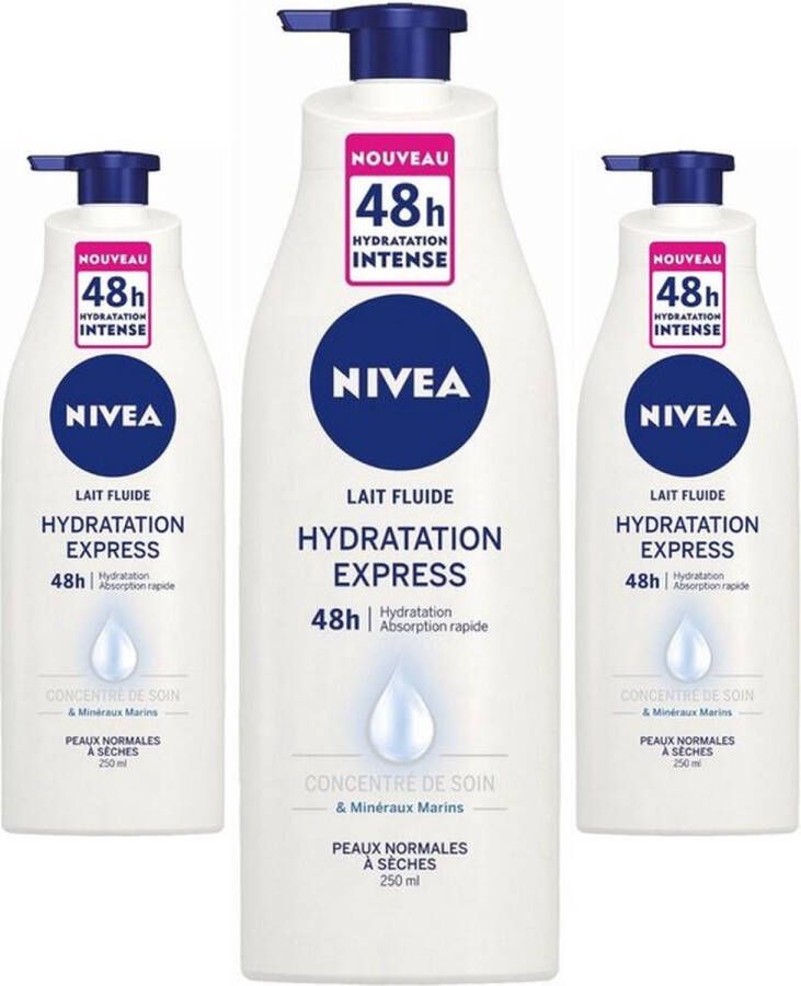 NIVEA Bodylotion Express met Pomp- Voordeelverpakking 3 x 400 ml