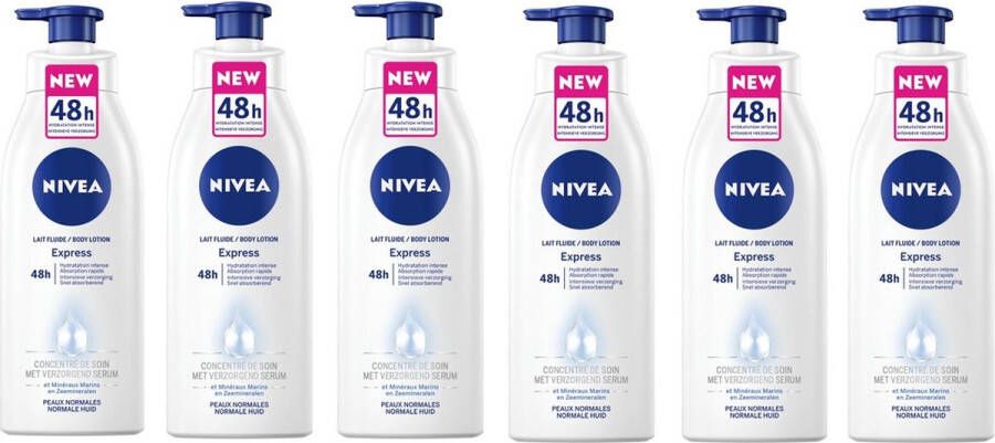 NIVEA Bodylotion Express met Pomp- Voordeelverpakking 6 x 400 ml