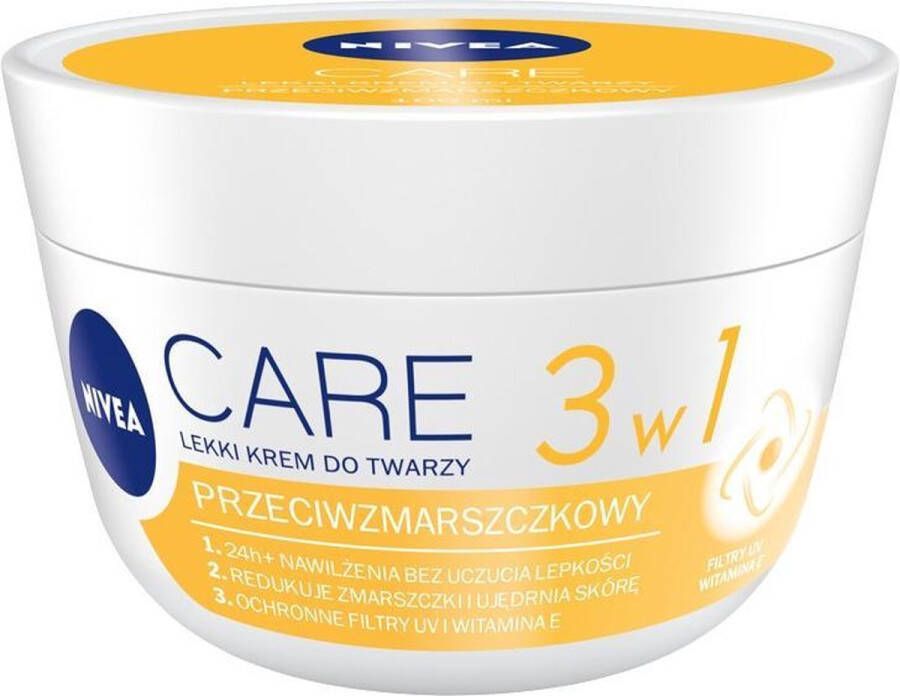 NIVEA Care 3In1 Anti-Wrinkle Lightweight Face Cream 100Ml