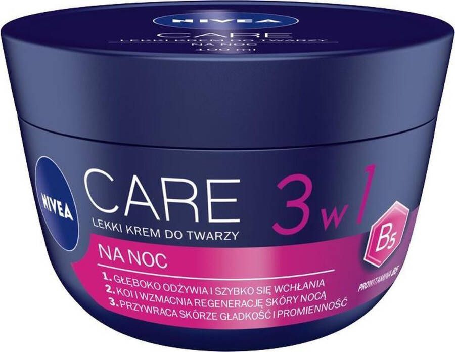 NIVEA Care 3In1 Light Face Cream For Night 100Ml