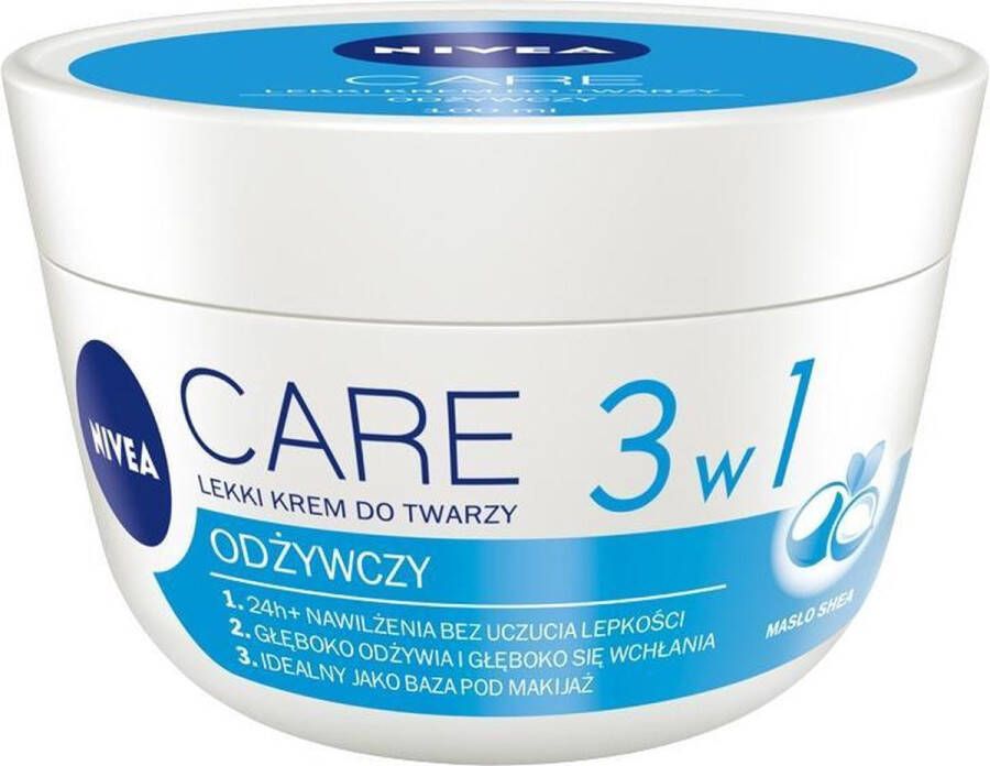 NIVEA Care 3In1 Nourishing Lightweight Face Cream 100Ml
