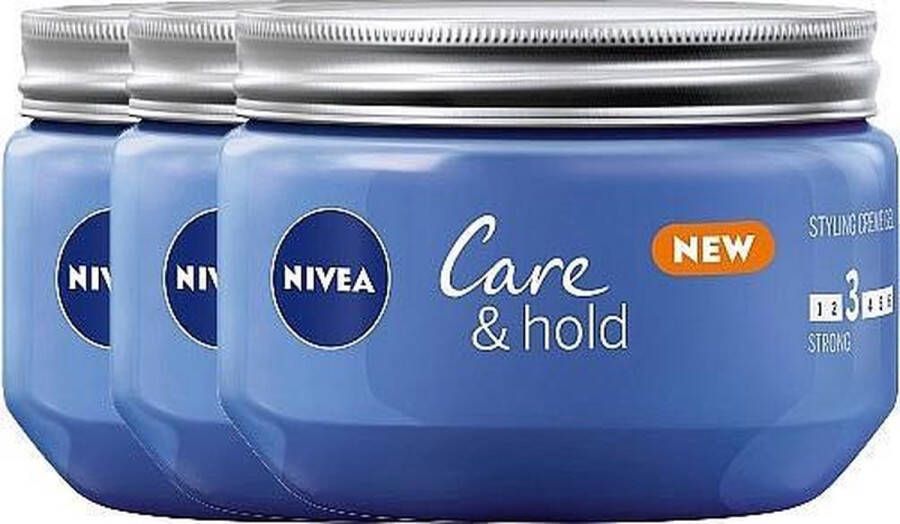 NIVEA Care & Hold Styling Crème Haargel Gel Strong 3 x 150 ml Voordeelverpakking