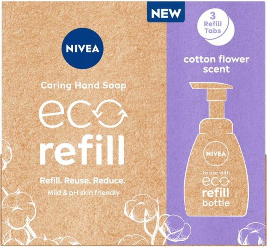 NIVEA Caring Hand Soap Eco Refill 3 x 14 g Cotton Flower Scent