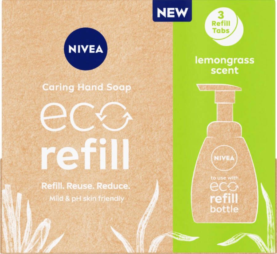 NIVEA Caring Hand Soap Eco Refill 3 x 14 g Lemongrass Scent