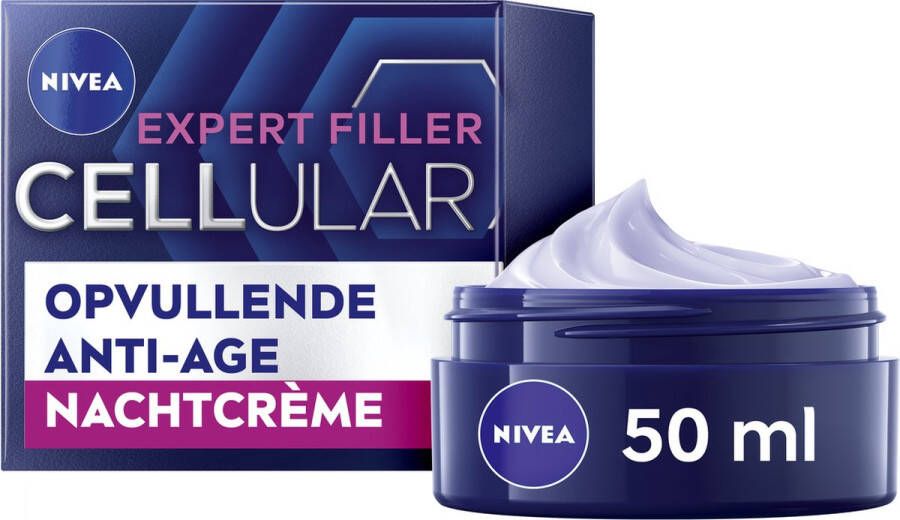 NIVEA CELLular Expert Filler Anti-Age Nachtcrème Ouder wordende huid Hyaluronzuur Collageen 50 ml
