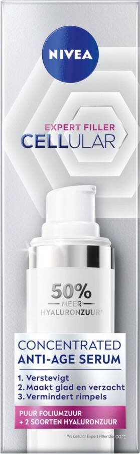 NIVEA CELLular Expert Filler Anti-Age Serum Gezicht Ouder wordende huid Gezichtsserum Met hyaluronzuur en collageenbooster 40 ml