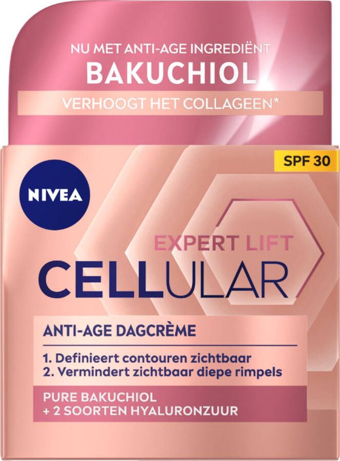 NIVEA CELLular Expert Lift Anti-Age Dagcrème Alle huidtypen SPF 30 Gezichtscreme Met bakuchiol en hyaluronzuur Alternatief voor Retinol 50 ml