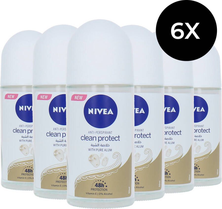 NIVEA Clean Protect Deo Roller 6 x 50 ml