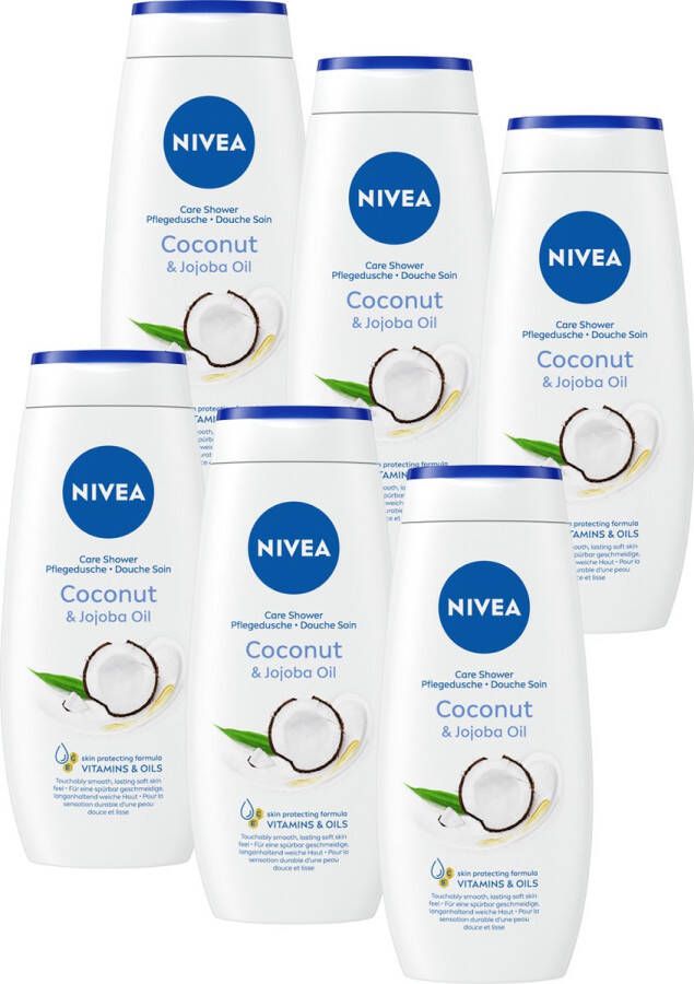 NIVEA Coconut Douchecreme Douchegel pH Huidneutrale formule Bevat jojobaolie Voordeelverpakking 6 x 250 ml