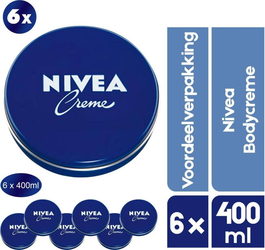 NIVEA Crème 6 x 400 ml Bodycrème Voordeelverpakking