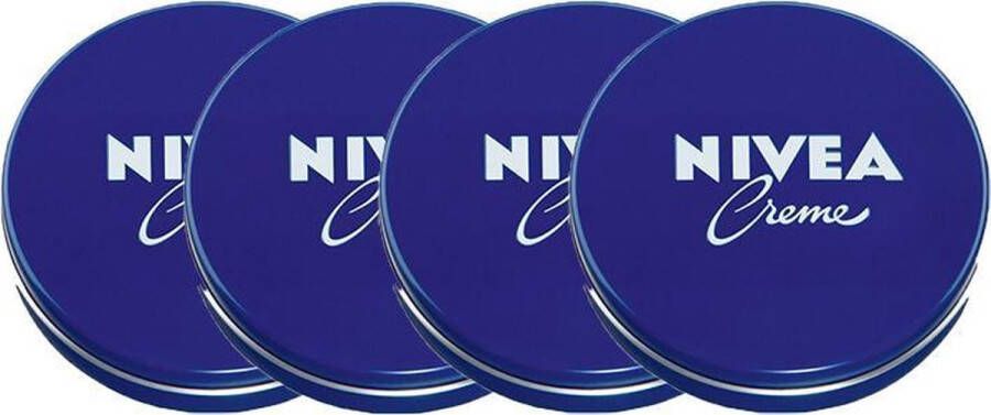 NIVEA Crème in pot 250 ml Bodycrème Blauw Blik 4 stuks voordeelverpakking