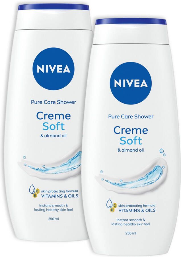 NIVEA Crème Soft Douchecrème Body Wash 2 x 250 ml Voordeelverpakking