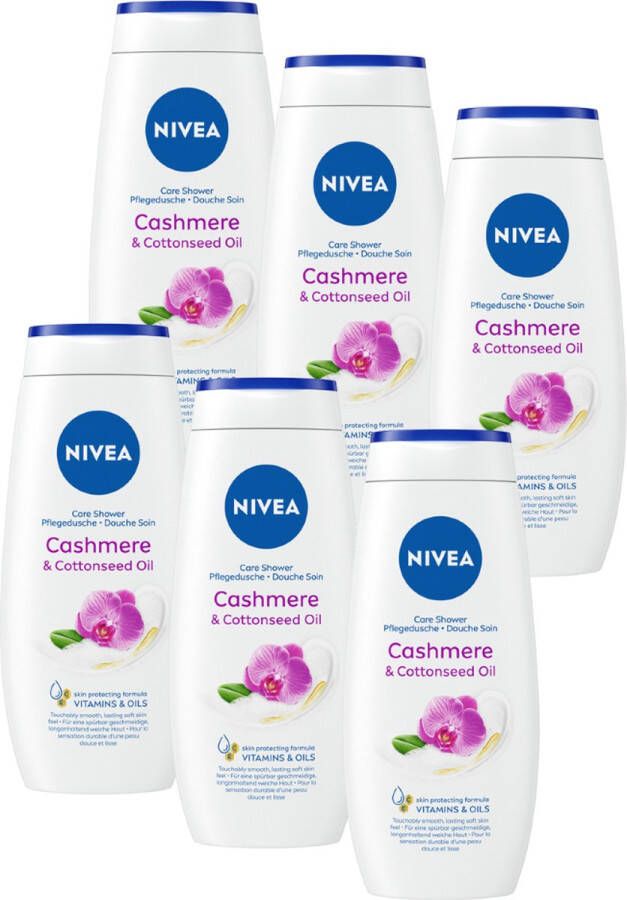 NIVEA Creme Soft Cashmere moments Douchegel Orchideegeur Bevat vitamine C en vitamine E Voordeelverpakking van 6 x 250 ml