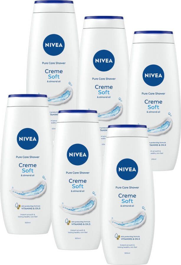 NIVEA Shower Cream Rich Moisture Soft voordeelverpakking 6 X 500 ml