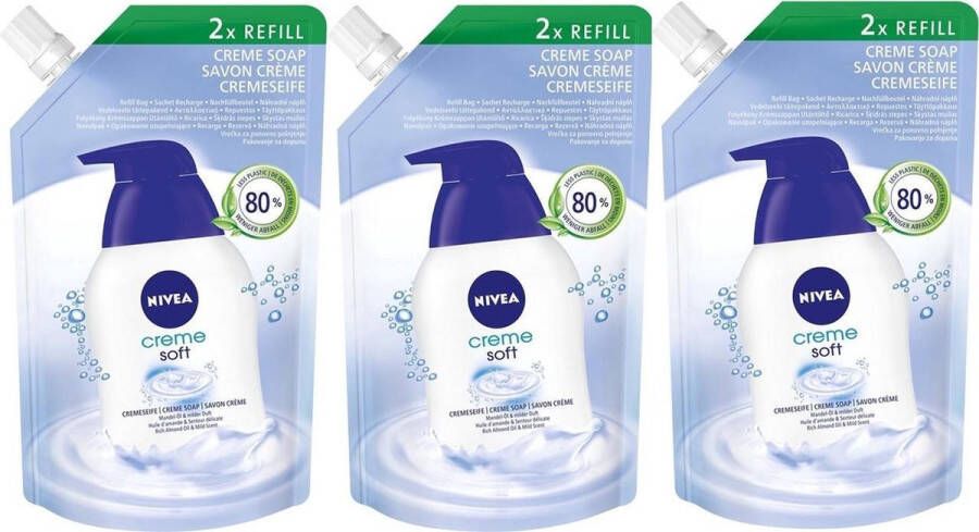 NIVEA Crème Soft Handzeep Navulverpakking 3 x 500 ml