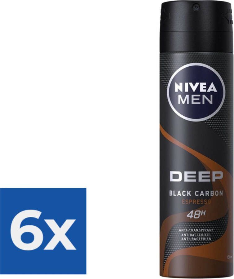 NIVEA Deep Espresso Anti Transpirant Spray 150 ml Voordeelverpakking 6 stuks