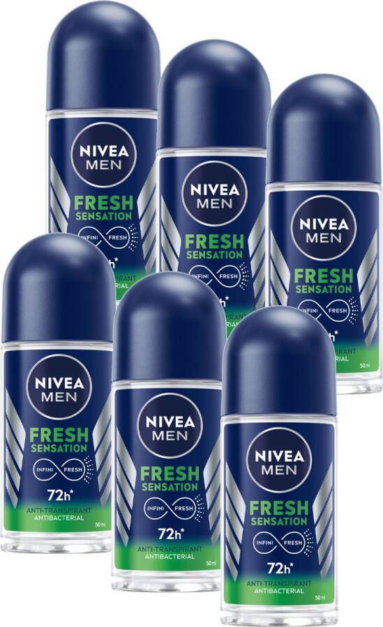 NIVEA MEN Deodorant Roll-on Fresh Sensation Anti-Transpirant 6 x 50ml