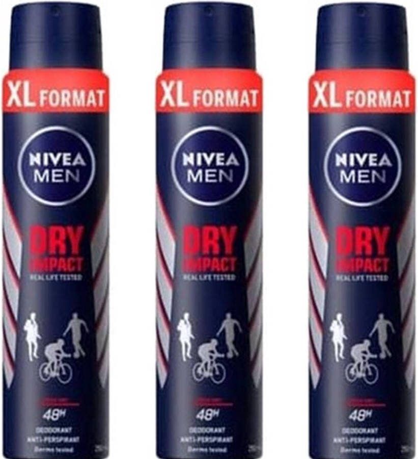 NIVEA Deo Spray XL – Dry Impact 3 x 250 ml