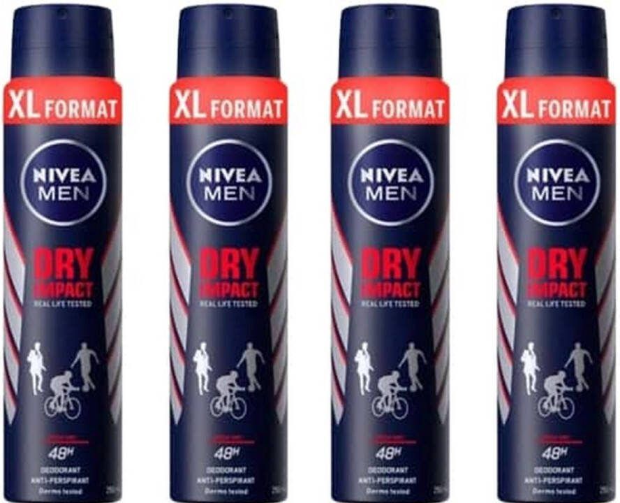 NIVEA Deo Spray XL – Dry Impact 4 x 250 ml