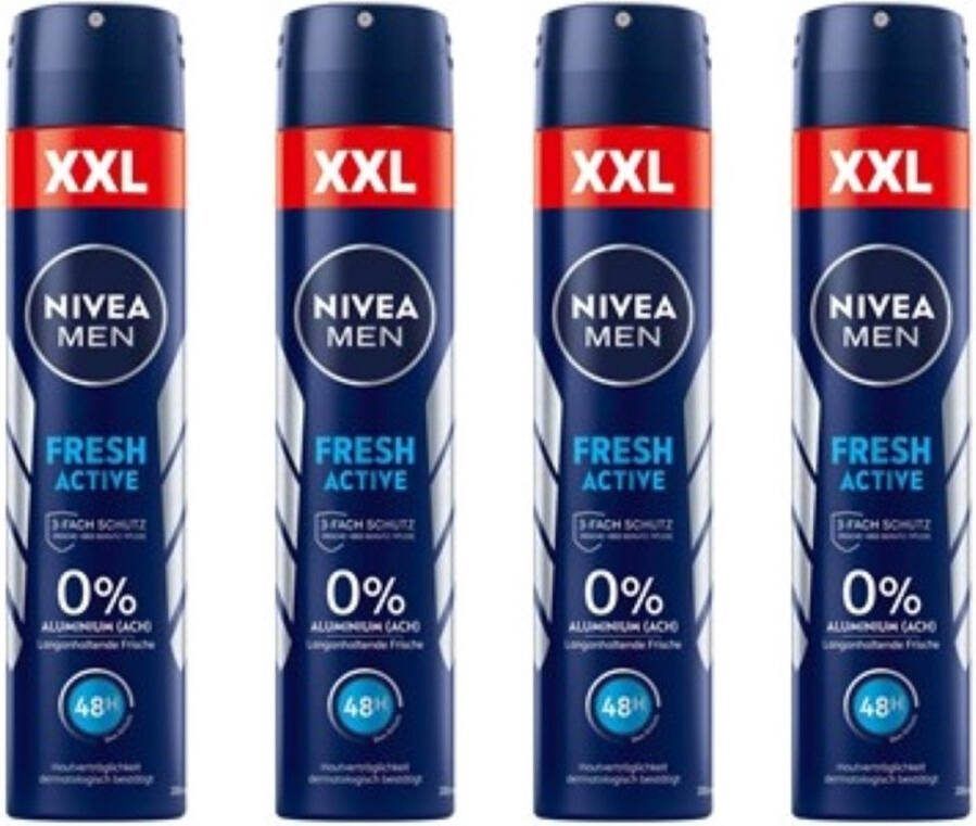 NIVEA Deo Spray XL Fresh Active 4 x 200 ml