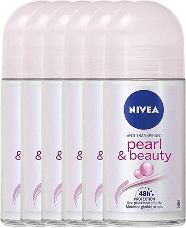 NIVEA Deodorant Roll-On Pearl & Beauty 6 x 50ml Voordeelverpakking